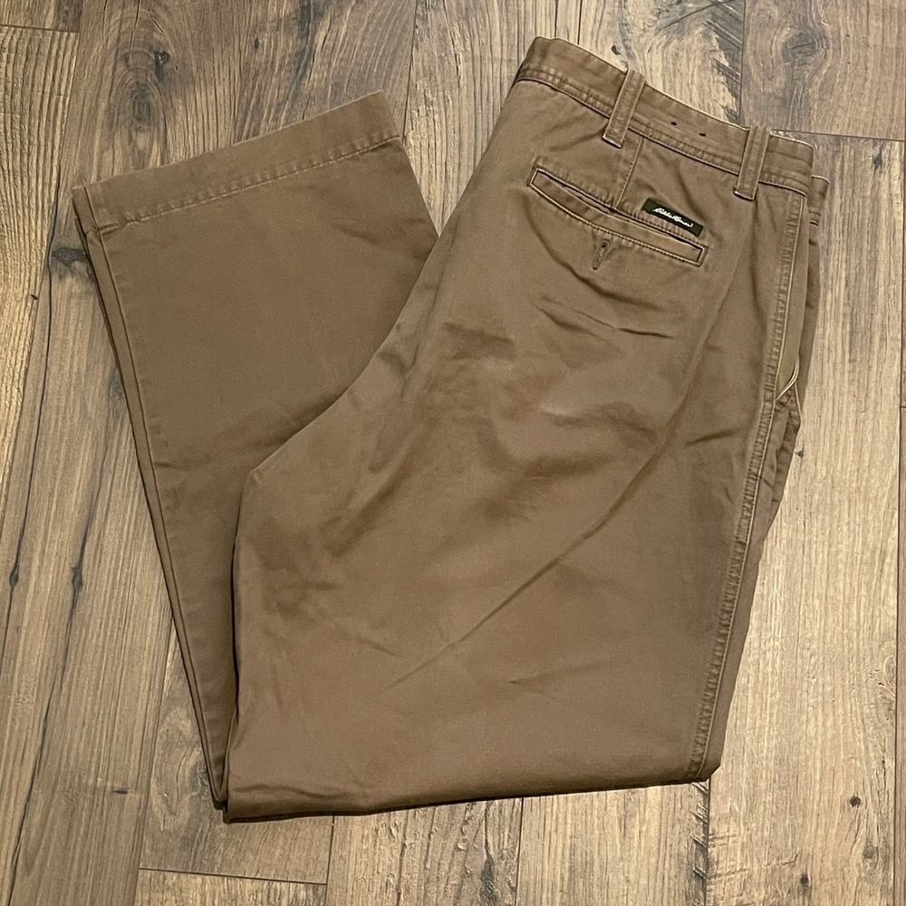 Eddie Bauer Mens Brown Classic Fit 100% Cotton Chino Pants 42x32 WPL 9647